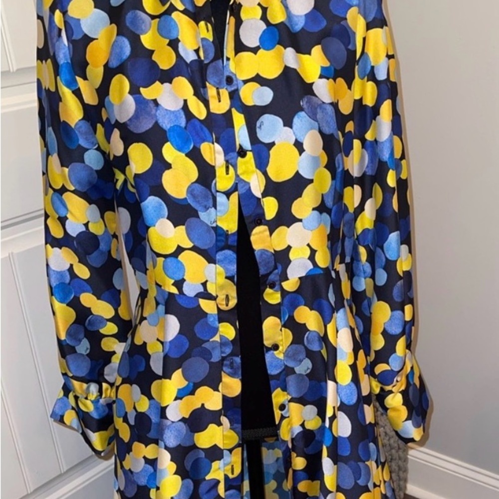 EUC CH Carolina Herrera Blue and Yellow Midi Dress